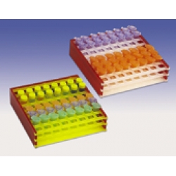 Portaprovette in pp per PCR autoclavabile a 121°C impilabile per microtubi 64 posti bicolore rosso/giallo 2-1643 